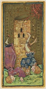 Tornet, fascimile av ett tarotkort från Visconti-däcket, 1441-47